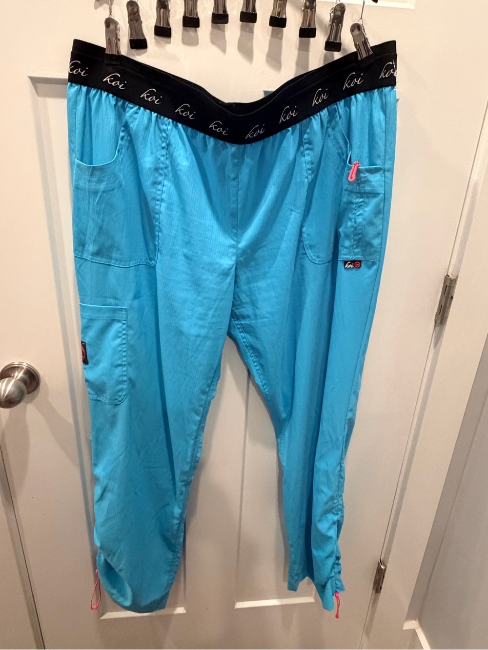 Koi Lite Turquoise Slim Fit Cargo Scrub Pants XL Regular Stretch